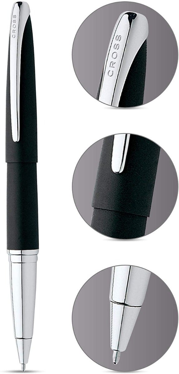 Lifestyle photo showing A.T. Cross ATX Basalt Black Rollerball Pen - Natural Left-Handed in use - A.T. Cross