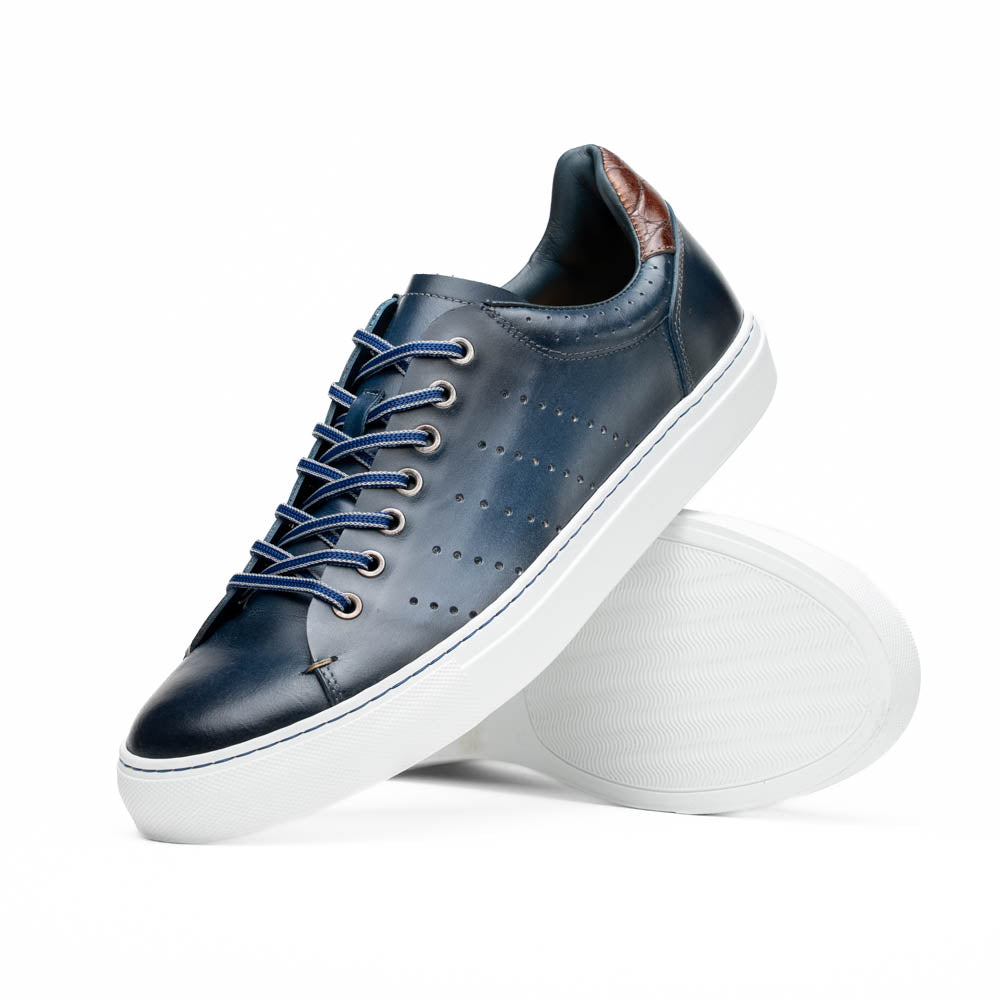 Close-up detail showing quality craftsmanship and materials - 65-201-NVY RUSSO Burnished Italian Calfskin - Navy