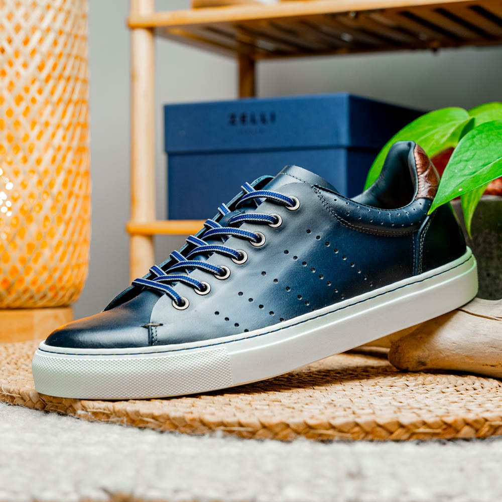 Product view 10 - 65-201-NVY RUSSO Burnished Italian Calfskin - Navy - Zelli Italia