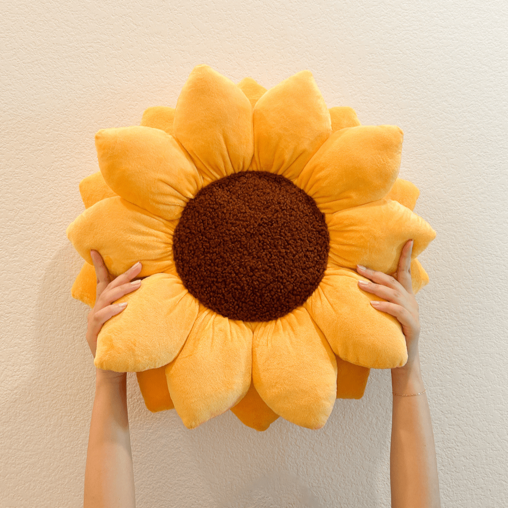 Close-up detail showing quality craftsmanship and materials - Sunflower Pillow - Golden Yellow