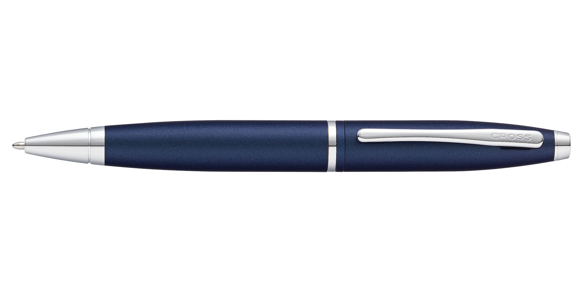 Lifestyle photo showing A.T. Cross Calais Matte Metallic Midnight Blue Ballpoint Pen - Co in use - A.T. Cross