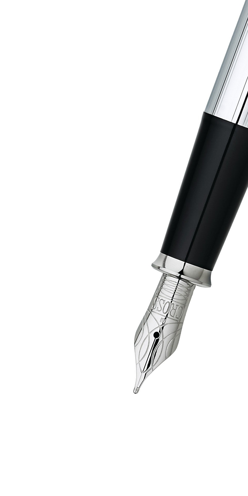 Close-up detail showing quality craftsmanship and materials - A.T. Cross Townsend Lustrous Chrome Stainless-Steel Fine Nib