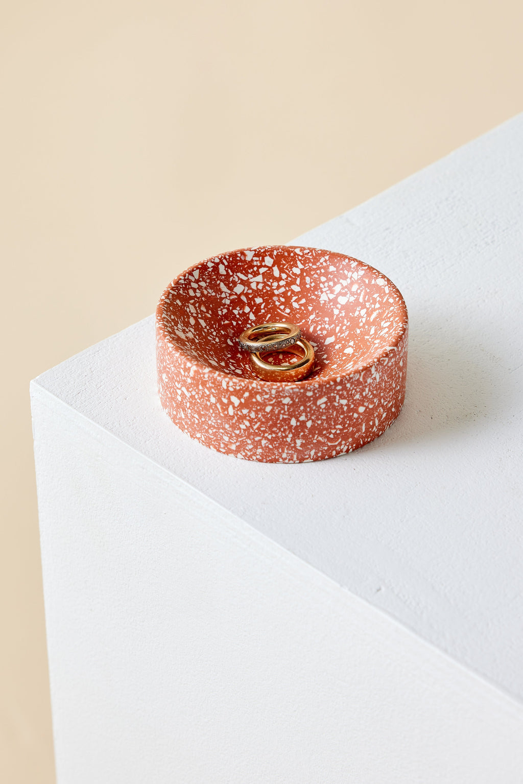 Close-up detail showing quality craftsmanship and materials - Terracotta Red Terrazzo Trinket Bowl