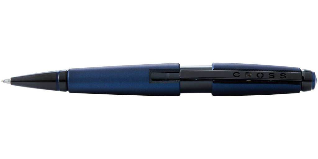 Lifestyle photo showing A.T. Cross Edge Matte Blue Lacquer Gel Rollerball Pen - Natural L in use - A.T. Cross