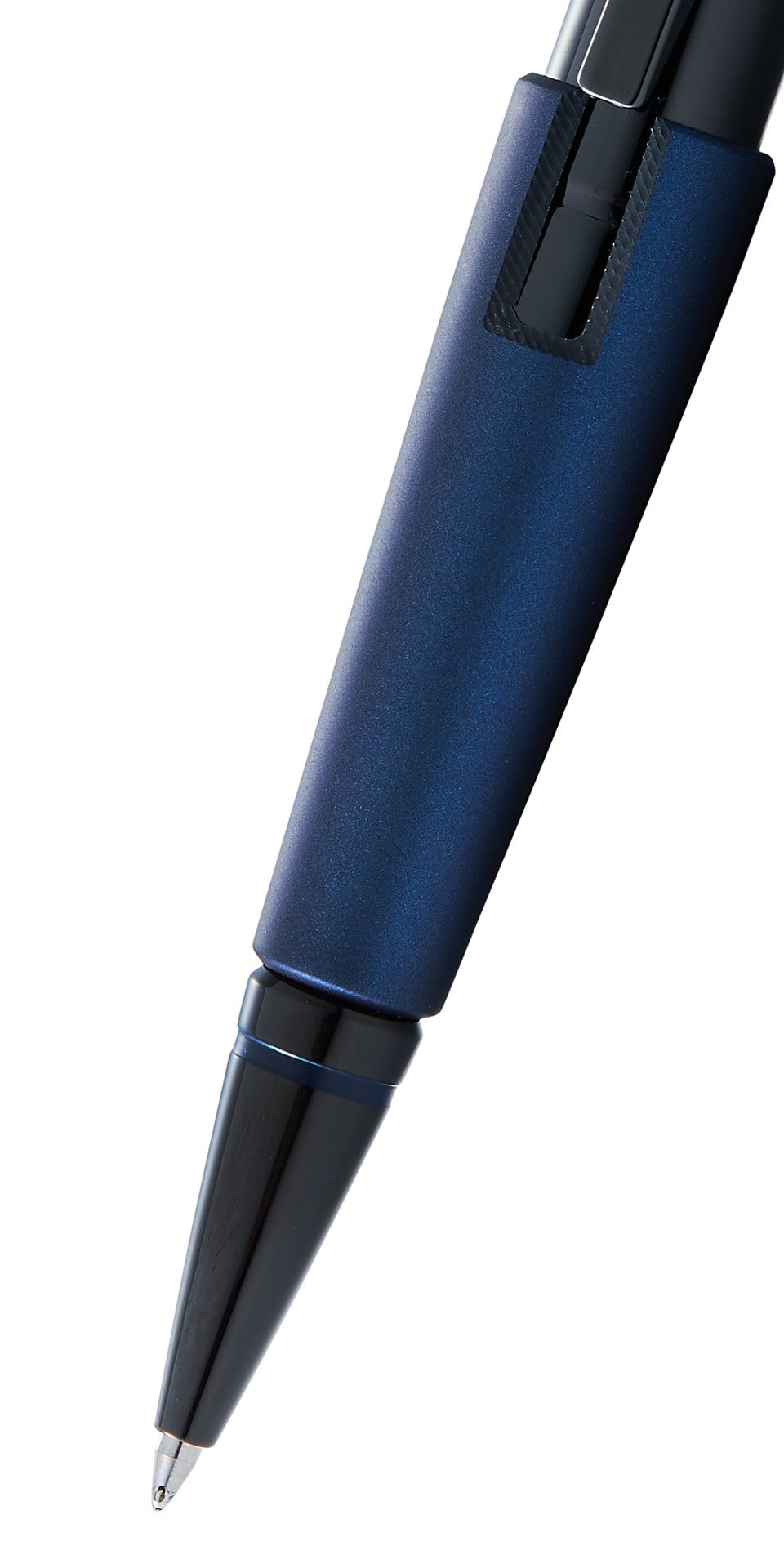 Close-up detail showing quality craftsmanship and materials - A.T. Cross Edge Matte Blue Lacquer Gel Rollerball Pen - Natu