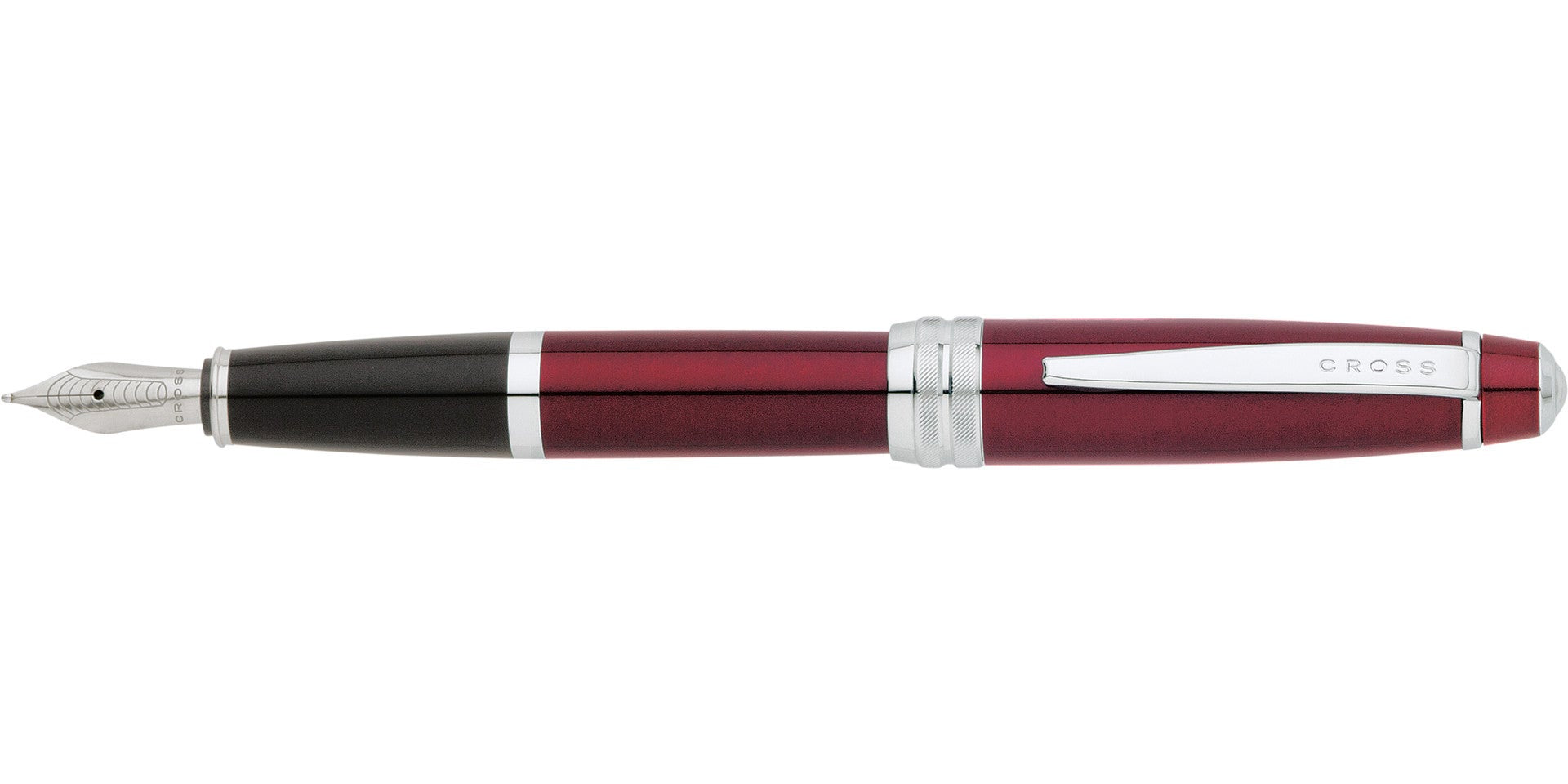 Lifestyle photo showing A.T. Cross Bailey Red Lacquer Stainless Steel Medium Nib Fountain in use - A.T. Cross