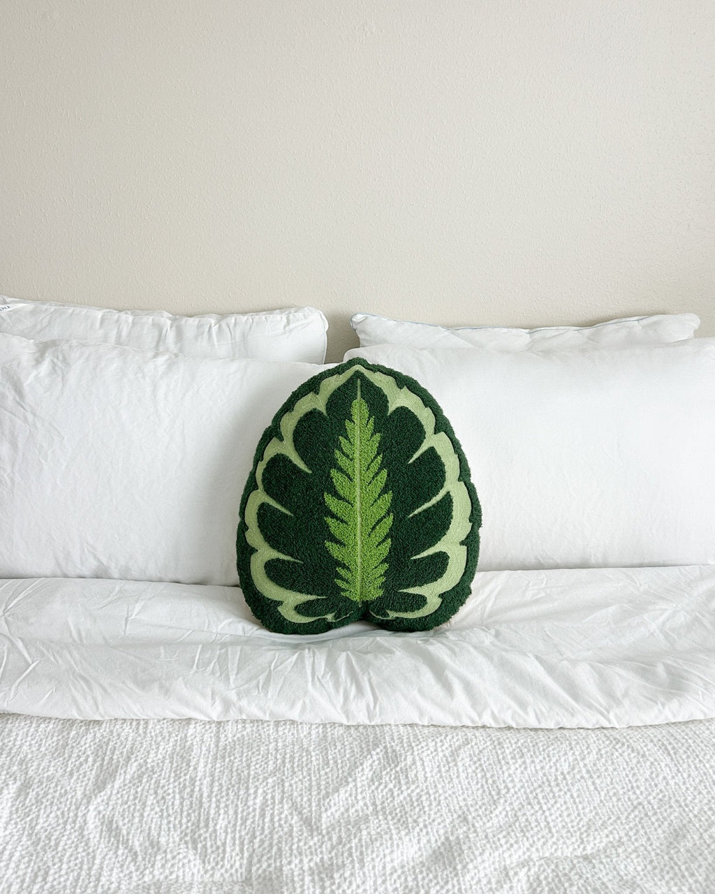 Product view 4 - Tufted Calathea Medallion Leaf Pillow - Green Philosophy Co.