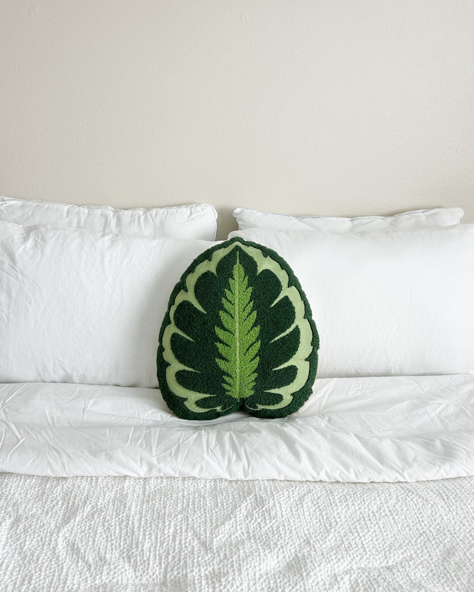 Product view 4 - Tufted Calathea Medallion Leaf Pillow - Green Philosophy Co.