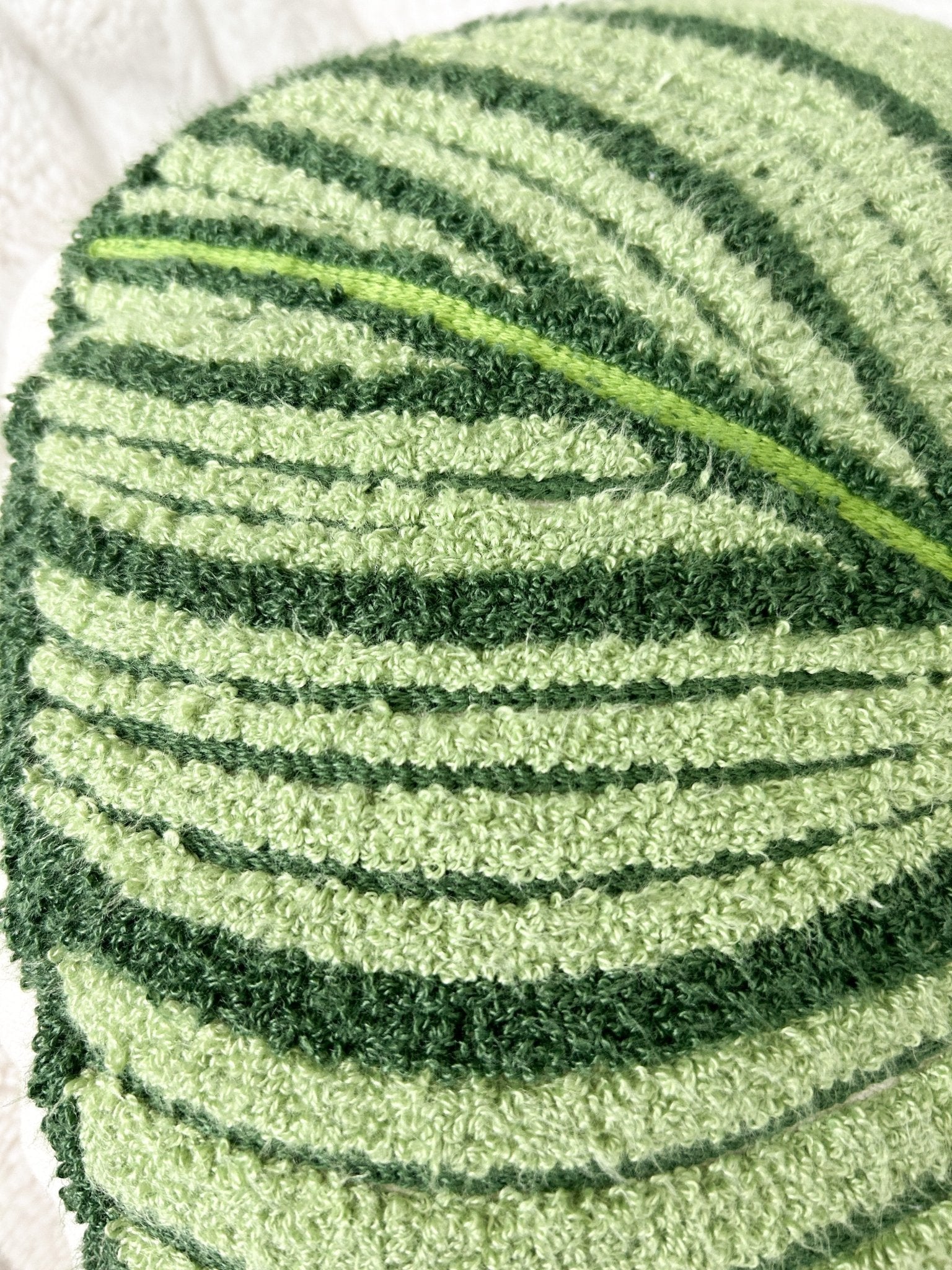 Product view 4 - Tufted Calathea Orbifolia Leaf Pillow - Green Philosophy Co.