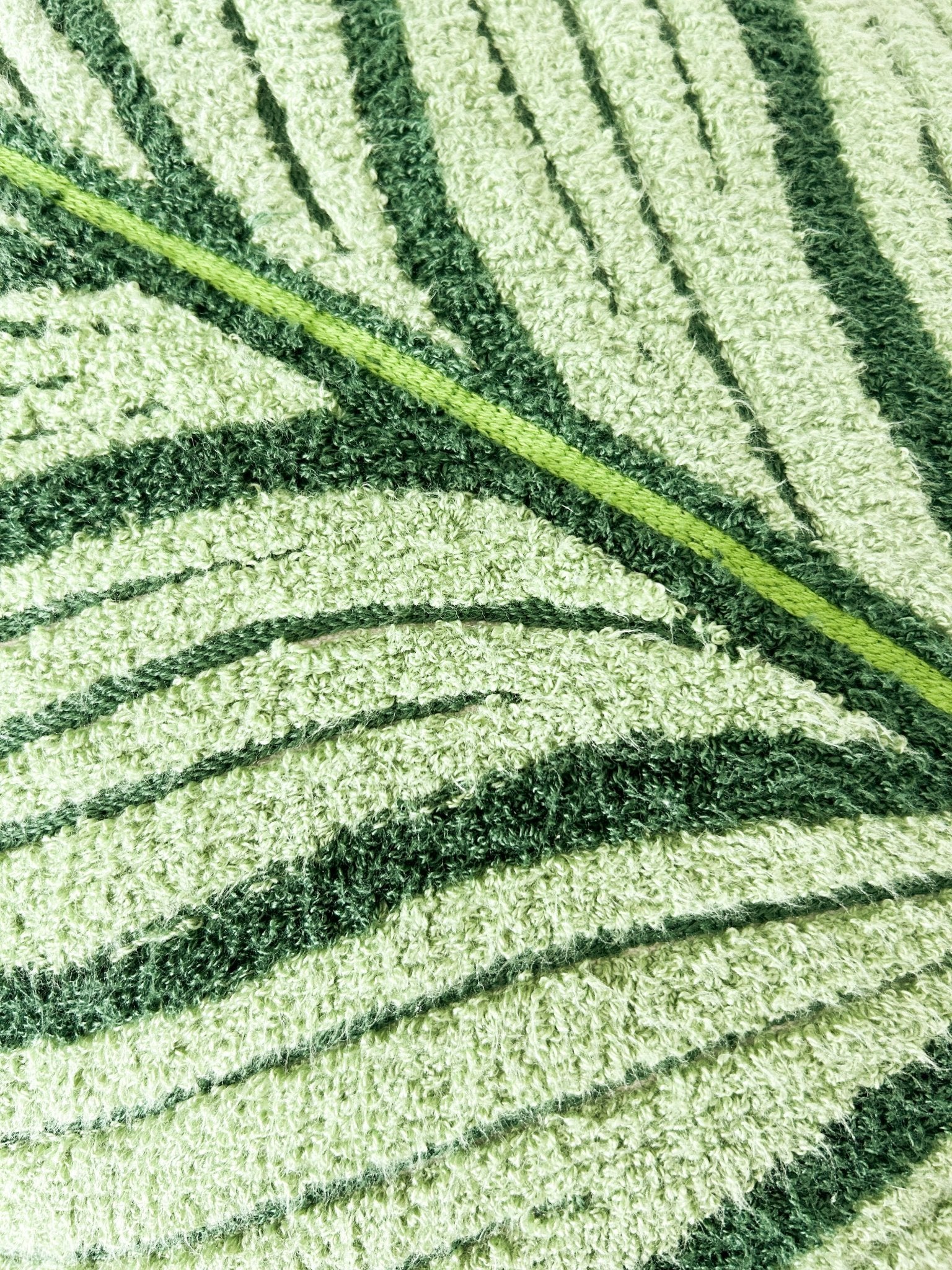 Product view 5 - Tufted Calathea Orbifolia Leaf Pillow - Green Philosophy Co.