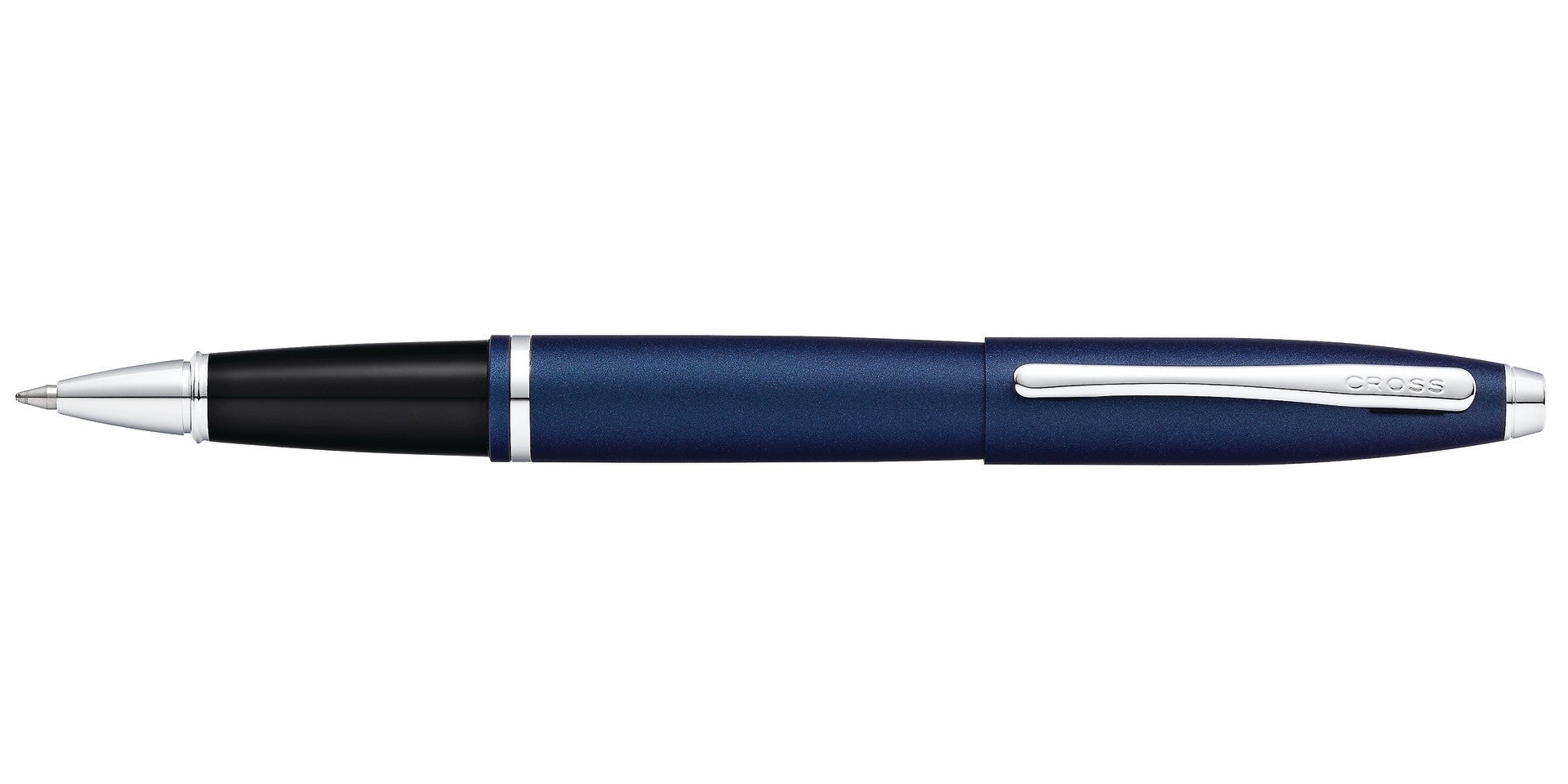 Lifestyle photo showing A.T. Cross Calais Matte Metallic Midnight Blue Rollerball Pen - N in use - A.T. Cross