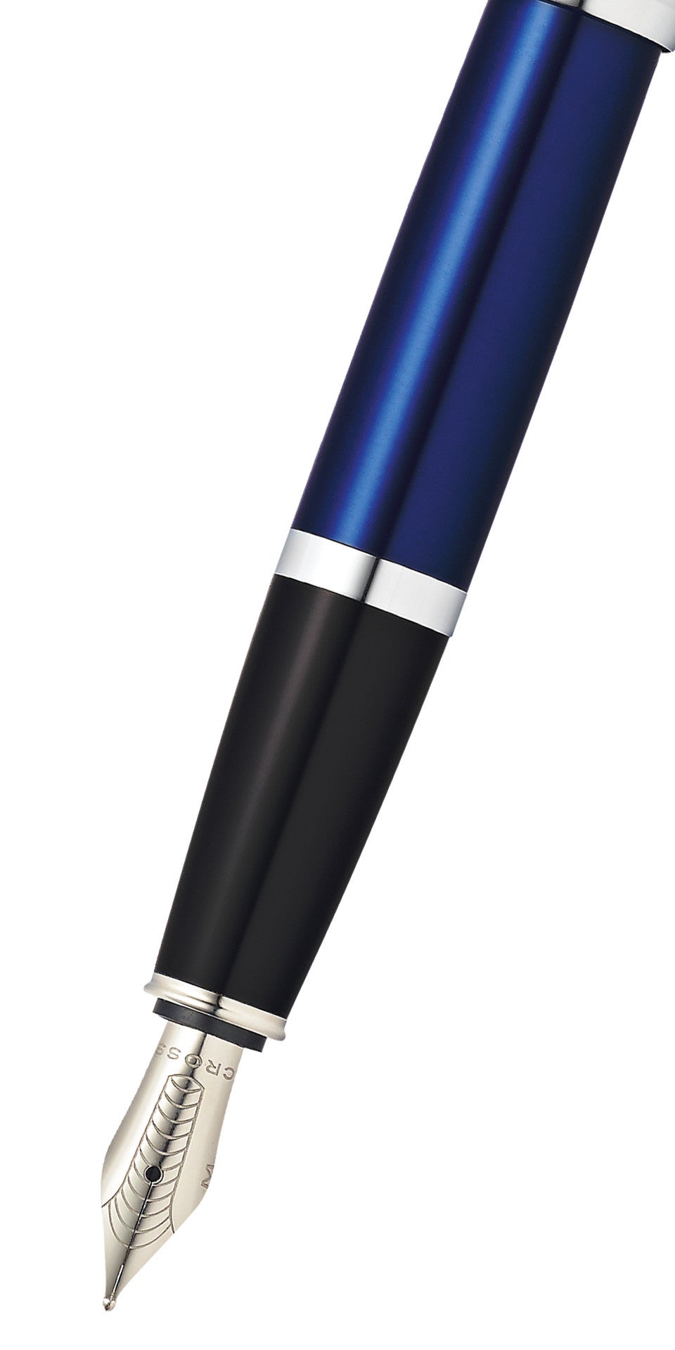 Close-up detail showing quality craftsmanship and materials - A.T. Cross Bailey Blue Lacquer Stainless Steel Medium Nib Fo