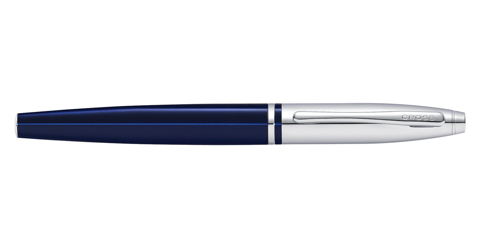 Product view 6 - A.T. Cross Calais Chrome & Blue Lacquer Rollerball Pen - Natural Left- - A.T. Cross