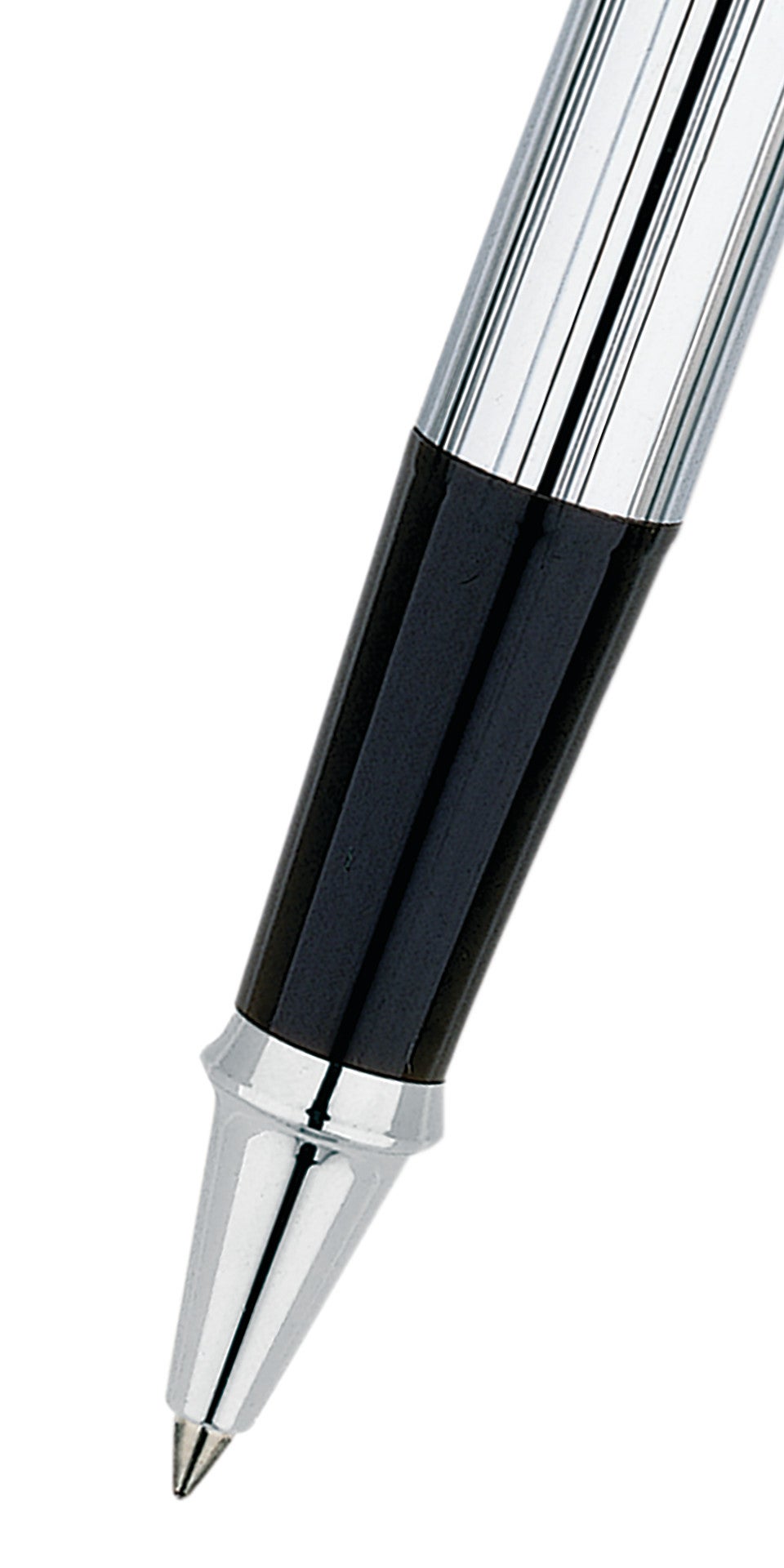 Close-up detail showing quality craftsmanship and materials - A.T. Cross Townsend Lustrous Chrome Rollerball Pen - Natural