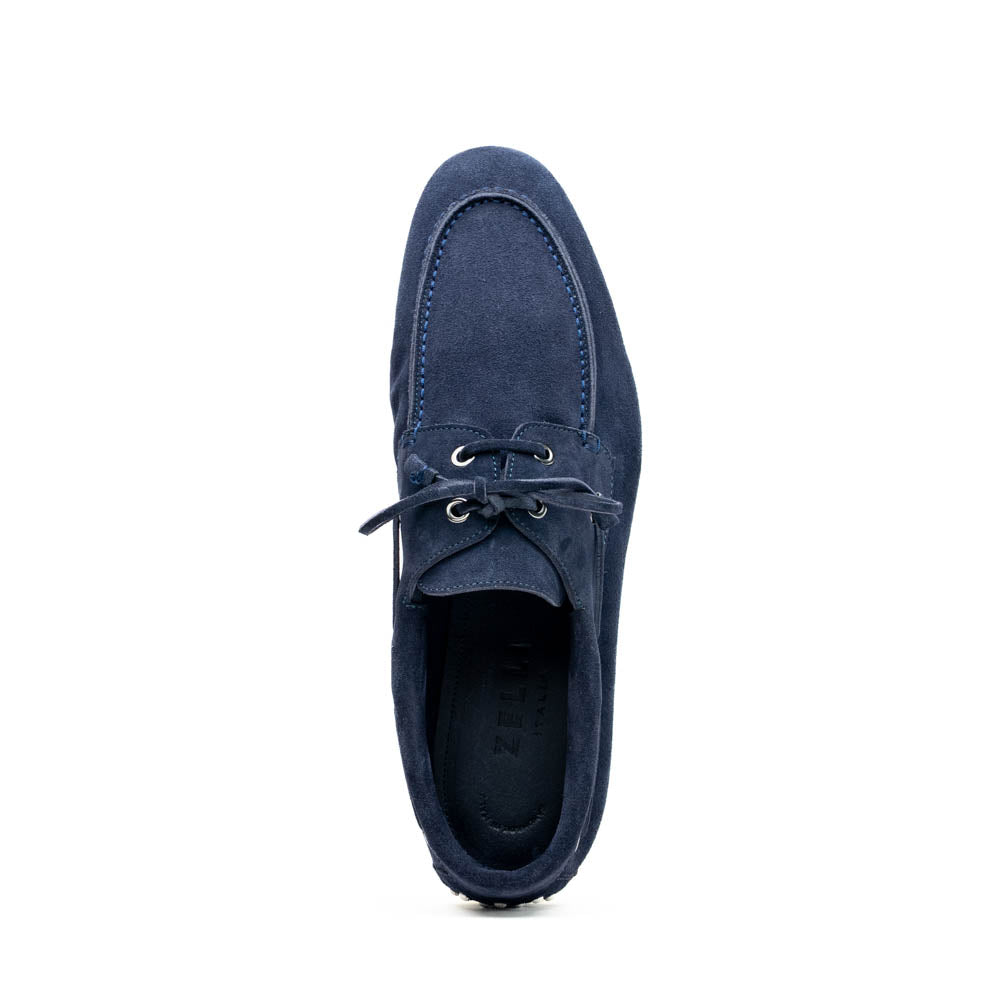 Product view 4 - 16-675-NVY VENICE Italian Sueded Goatskin Boat Shoes, Navy - Zelli Italia