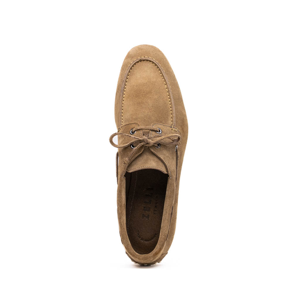 Product view 4 - 16-675-TPE VENICE Italian Sueded Goatskin Boat Shoes, Taupe - Zelli Italia