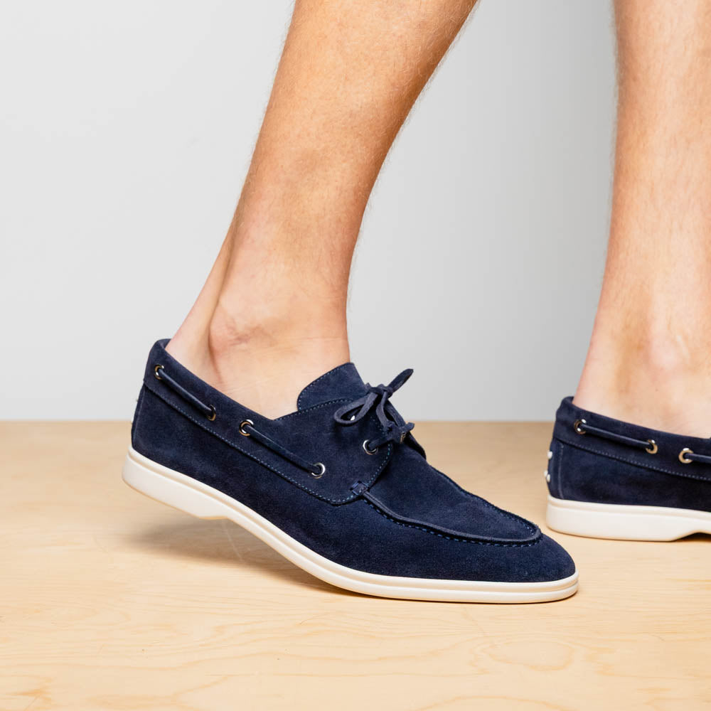 Product view 7 - 16-675-NVY VENICE Italian Sueded Goatskin Boat Shoes, Navy - Zelli Italia