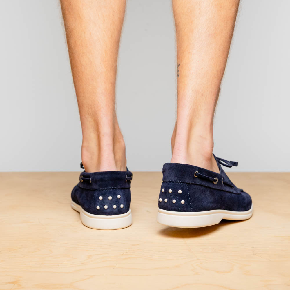 Product view 8 - 16-675-NVY VENICE Italian Sueded Goatskin Boat Shoes, Navy - Zelli Italia
