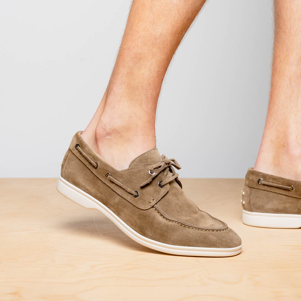 Product view 7 - 16-675-TPE VENICE Italian Sueded Goatskin Boat Shoes, Taupe - Zelli Italia