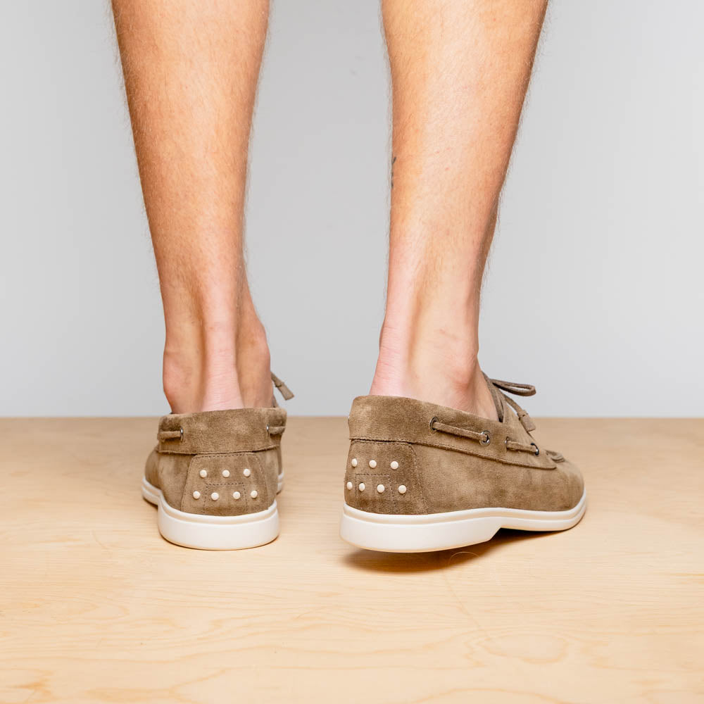 Product view 8 - 16-675-TPE VENICE Italian Sueded Goatskin Boat Shoes, Taupe - Zelli Italia