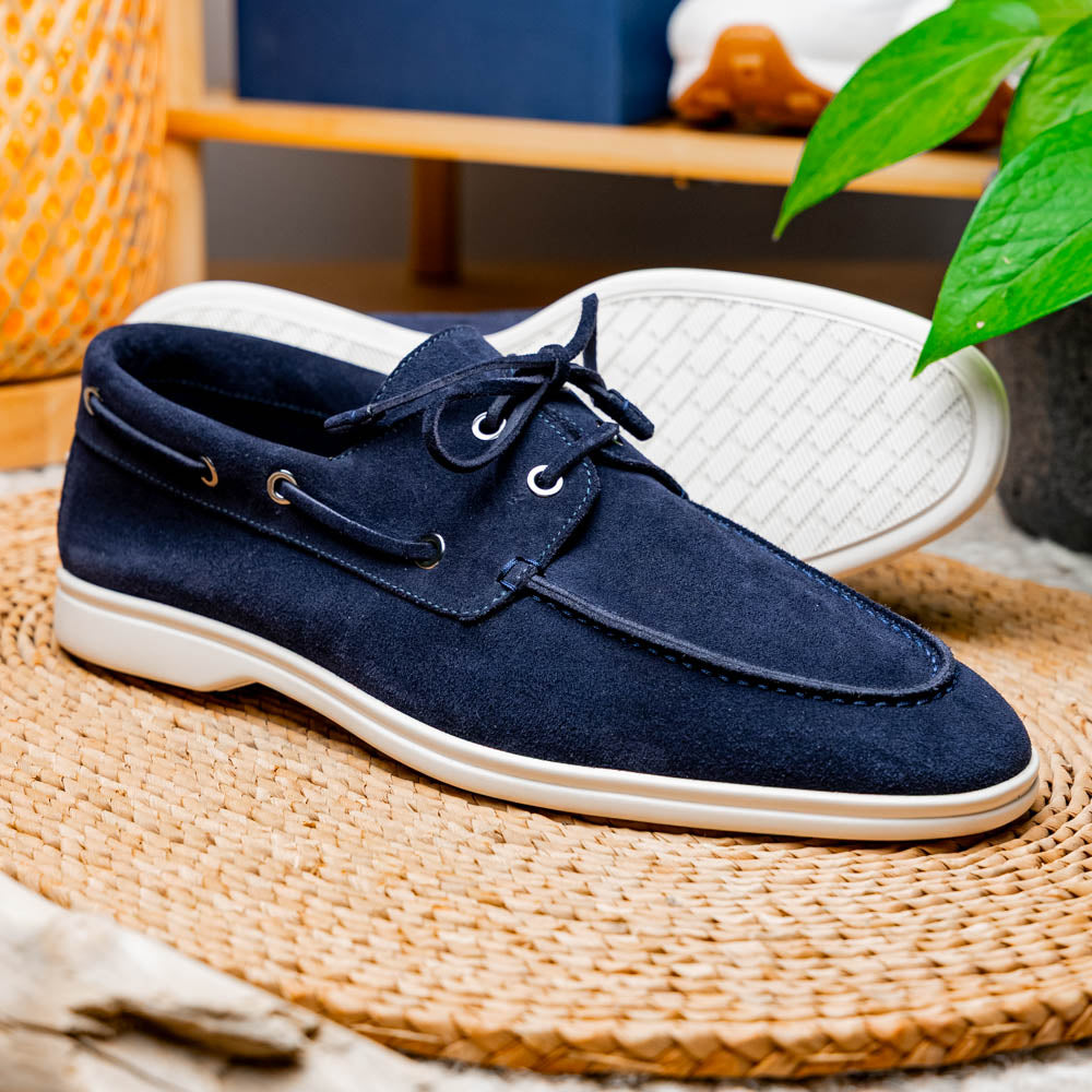 Product view 9 - 16-675-NVY VENICE Italian Sueded Goatskin Boat Shoes, Navy - Zelli Italia