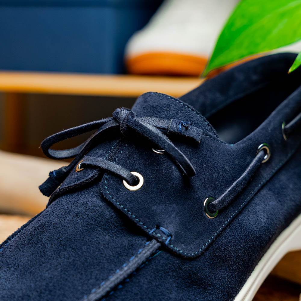 Product view 11 - 16-675-NVY VENICE Italian Sueded Goatskin Boat Shoes, Navy - Zelli Italia