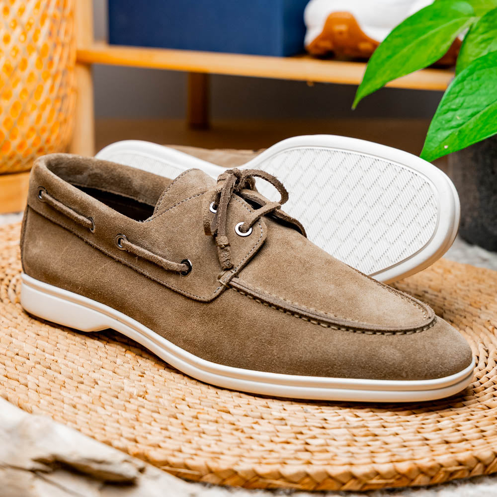 Product view 9 - 16-675-TPE VENICE Italian Sueded Goatskin Boat Shoes, Taupe - Zelli Italia