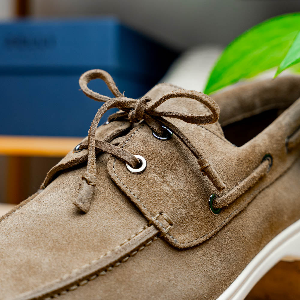 Product view 11 - 16-675-TPE VENICE Italian Sueded Goatskin Boat Shoes, Taupe - Zelli Italia