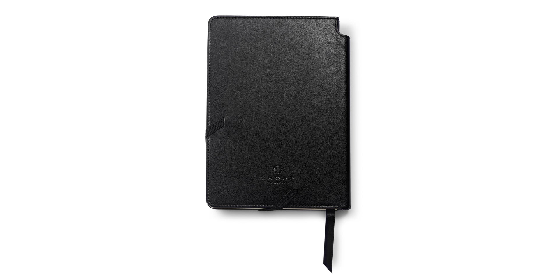 Lifestyle photo showing A.T. Cross Medium Classic Black Journal - Natural Left-Handed Com in use - A.T. Cross