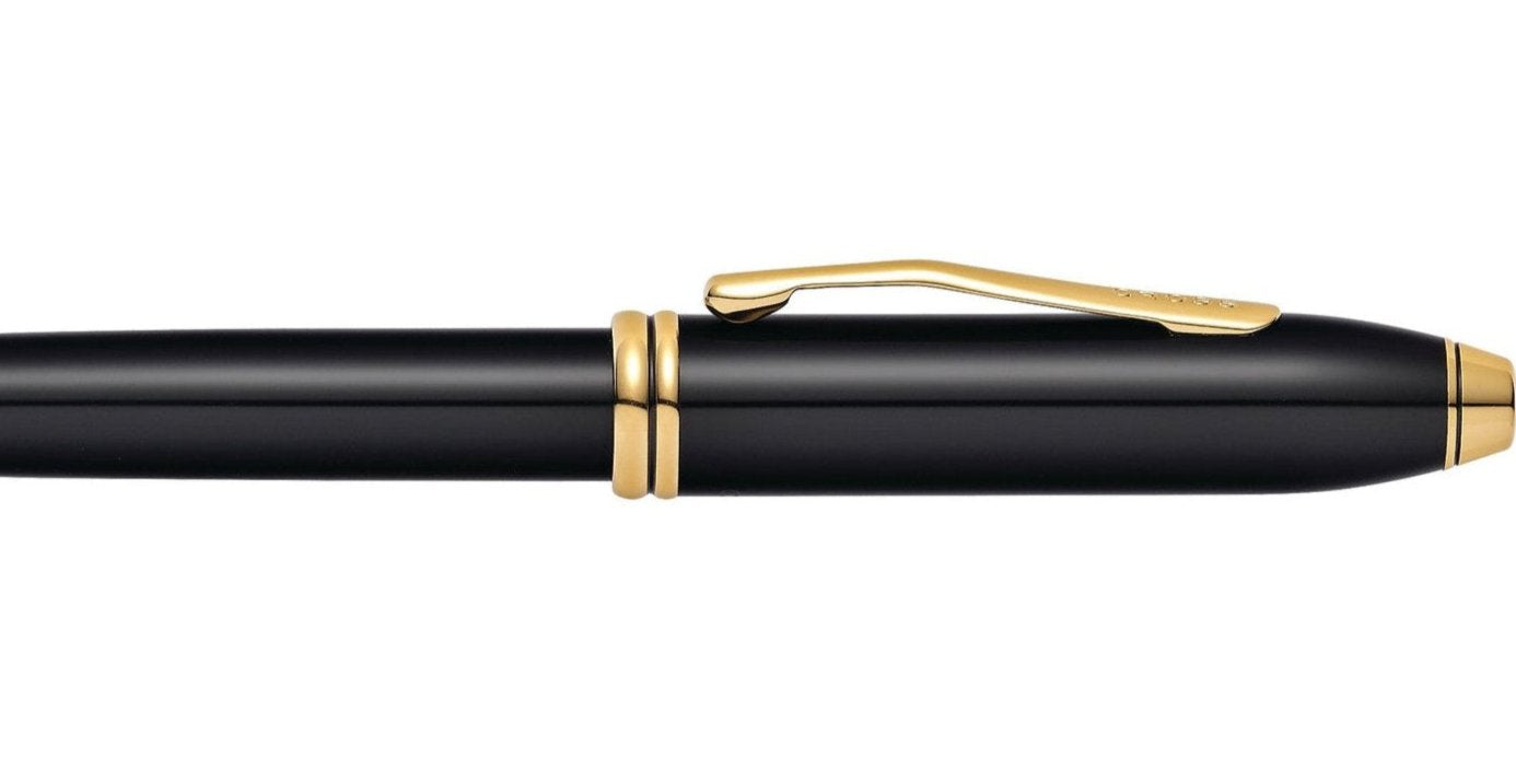 Lifestyle photo showing A.T. Cross Townsend Black Lacquer with 23KT Gold-Plated Appointme in use - A.T. Cross
