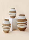 White Striped Buhera Basket - premium quality - Kanju Interiors