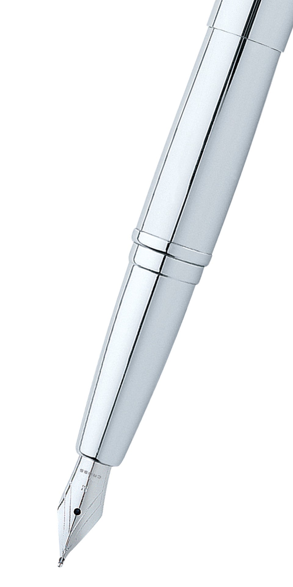 Close-up detail showing quality craftsmanship and materials - A.T. Cross ATX Pure Chrome Stainless Steel Fine Nib Fountain