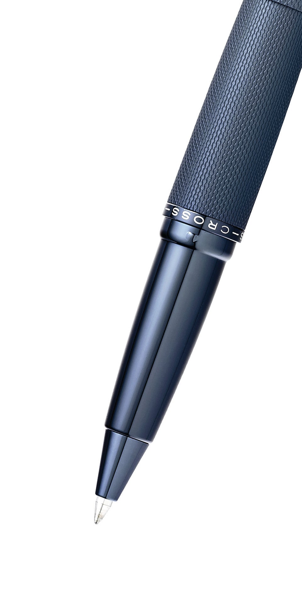 Close-up detail showing quality craftsmanship and materials - A.T. Cross ATX Sandblasted Dark Blue Rollerball Pen - Natura
