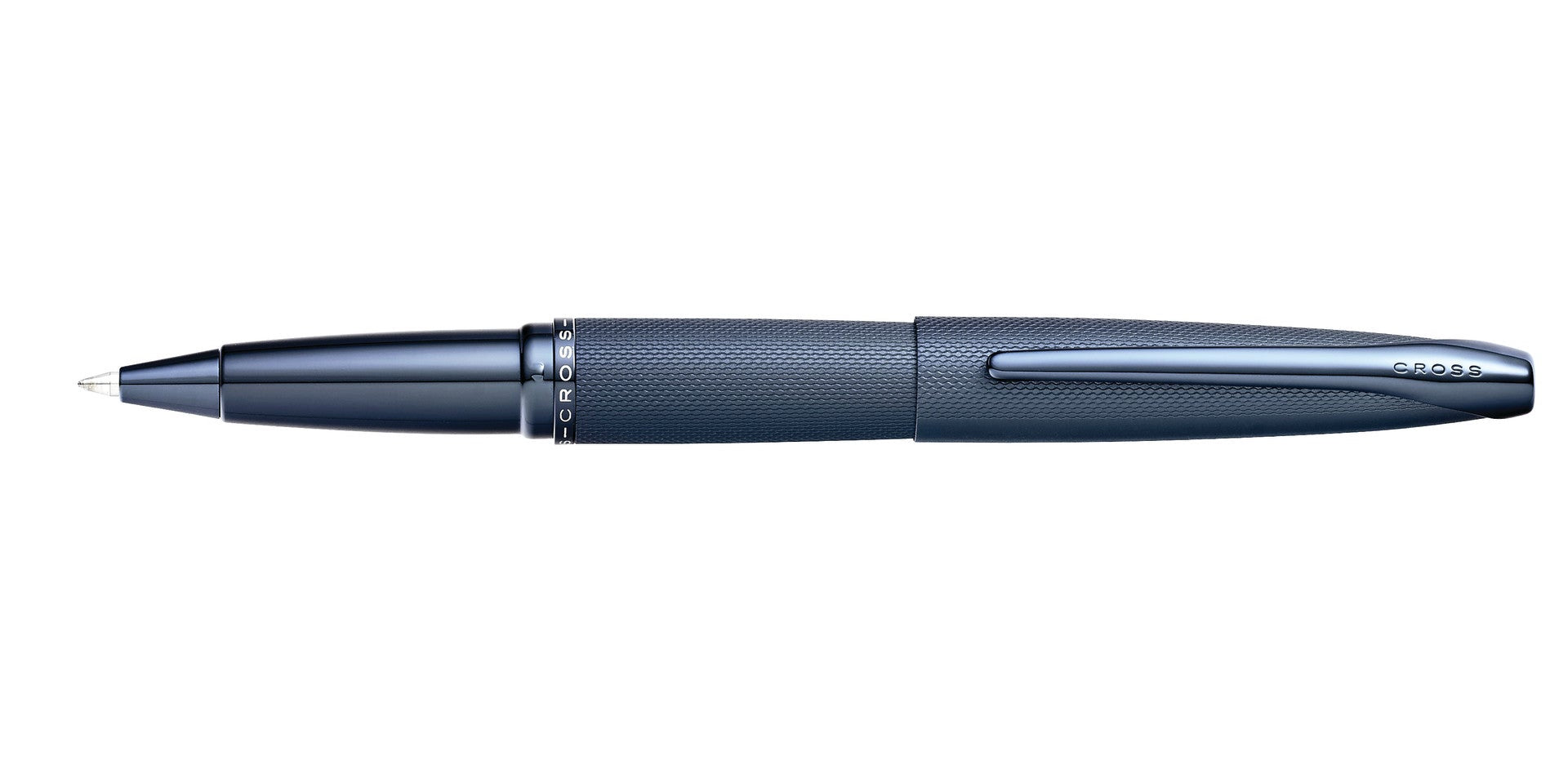 Lifestyle photo showing A.T. Cross ATX Sandblasted Dark Blue Rollerball Pen - Natural Lef in use - A.T. Cross