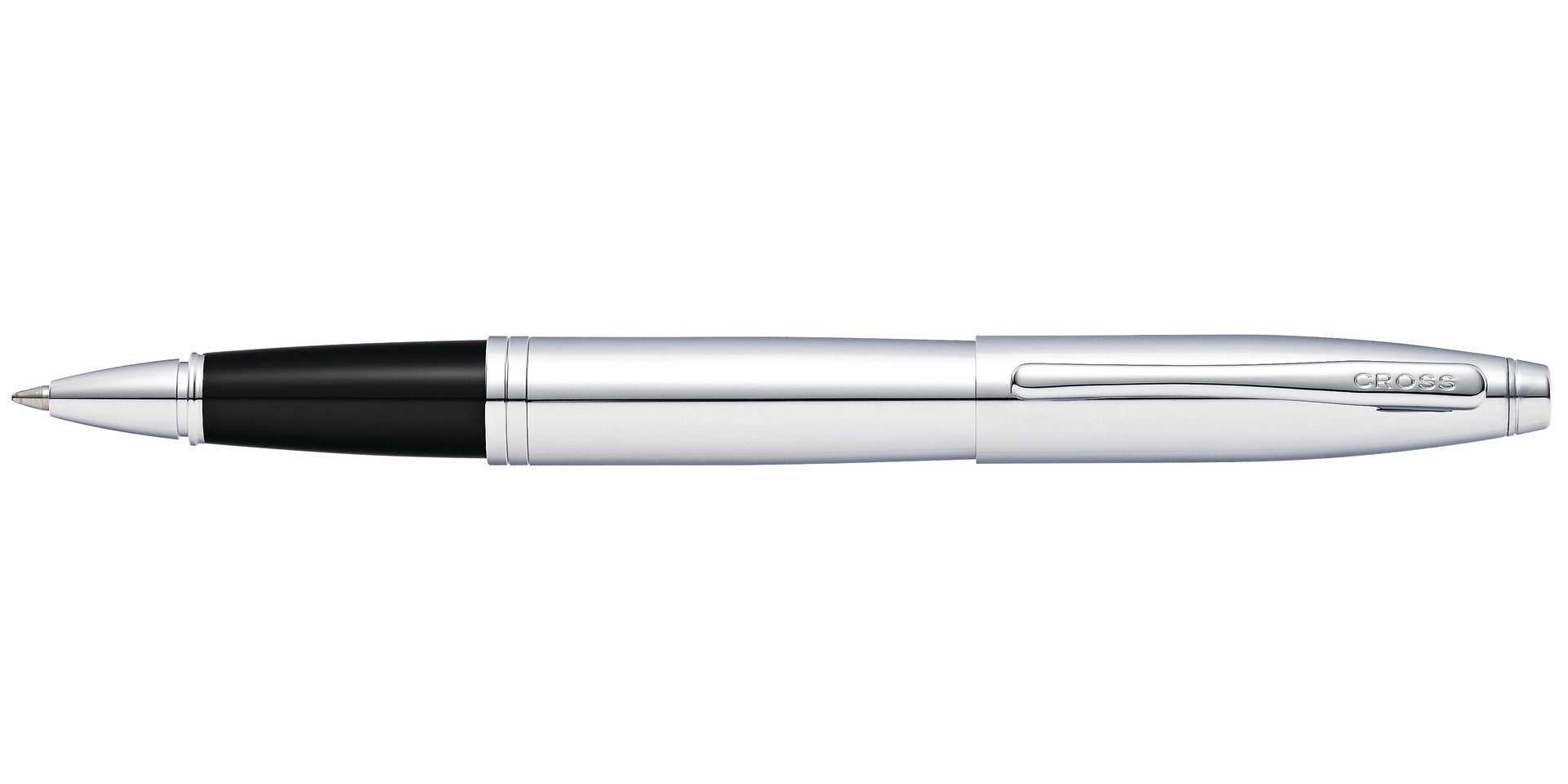 Lifestyle photo showing A.T. Cross Calais Polished Chrome Rollerball Pen - Natural Left-H in use - A.T. Cross