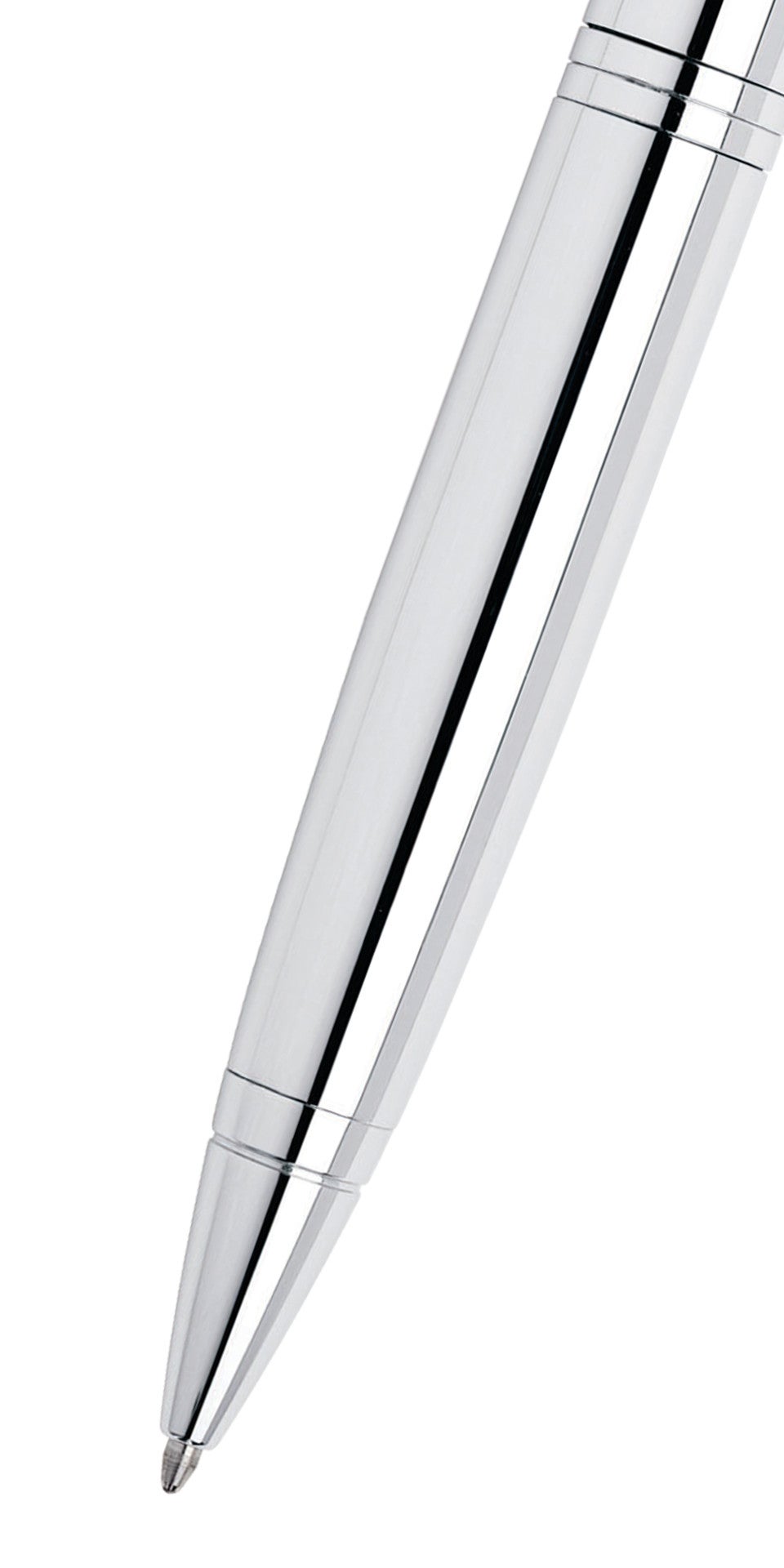 Close-up detail showing quality craftsmanship and materials - A.T. Cross Calais Polished Chrome Ballpoint Pen - Comfortabl