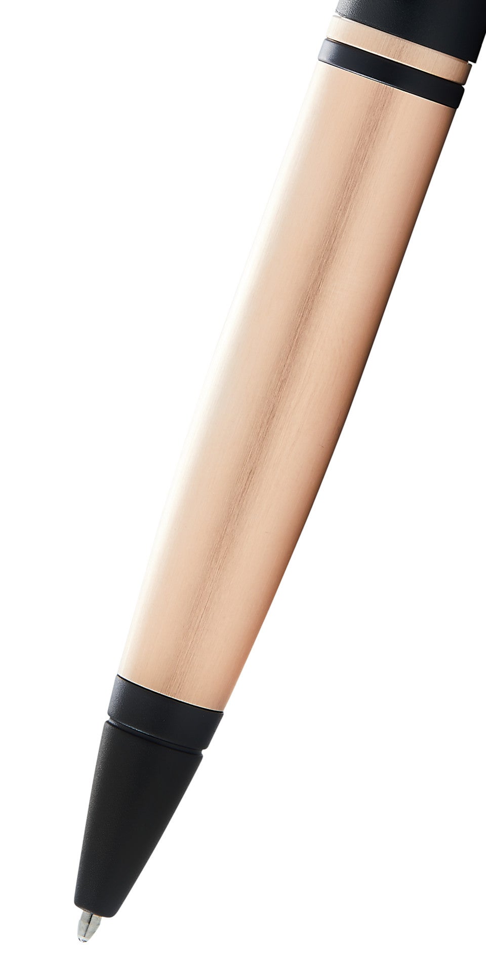 Close-up detail showing quality craftsmanship and materials - A.T. Cross Calais Brushed Rose Gold Plate and Black Lacquer 