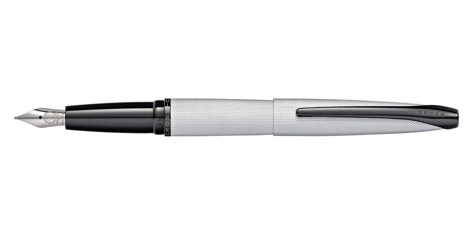 Lifestyle photo showing A.T. Cross ATX Brushed Chrome Medium Nib Fountain Pen - Smudge-Fr in use - A.T. Cross
