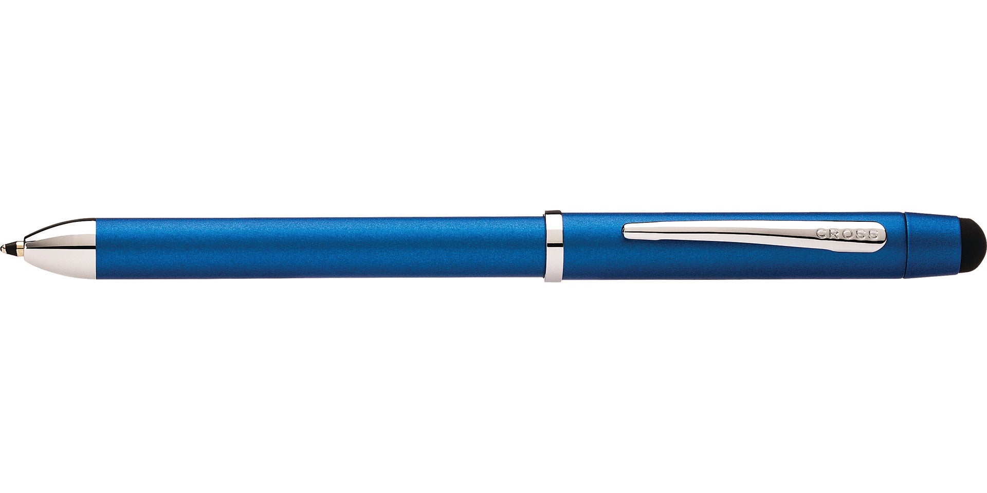 Lifestyle photo showing A.T. Cross Tech3+ Metallic Blue Multifunction Pen - Natural Left- in use - A.T. Cross
